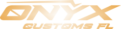 Onyx Customs FL logo in gold on a light background