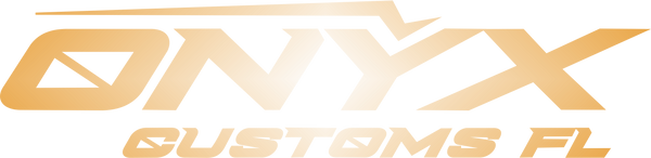 Onyx Customs FL logo in gold on a light background